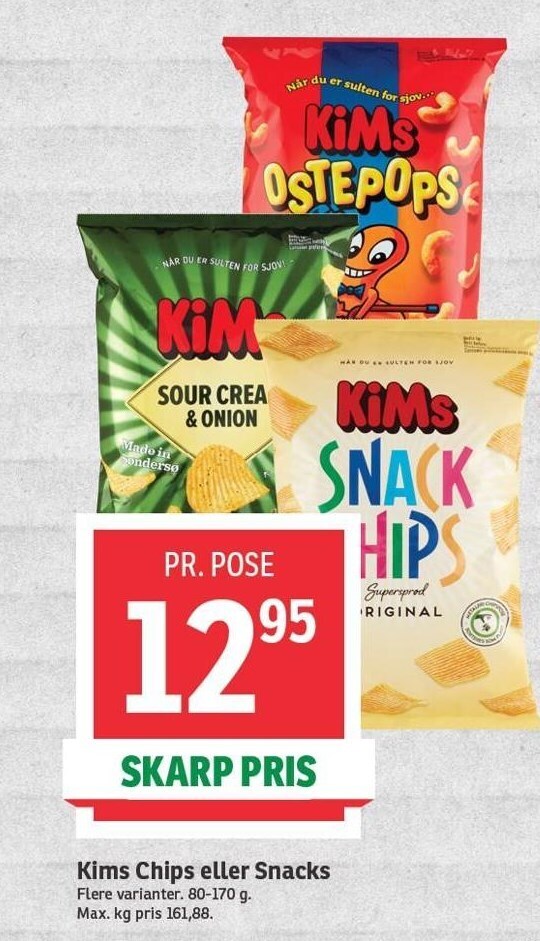 Kims chips el. snacks tilbud hos SPAR