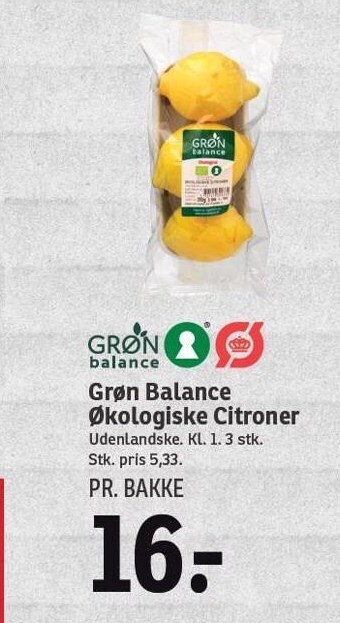 SPAR Grøn balance økologiske citroner tilbud