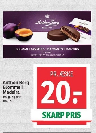 SPAR Anthon berg blomme i madeira tilbud