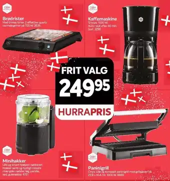 Din Isenkræmmer Brødrister, kaffemaskine, minihakker el. paninigrill tilbud
