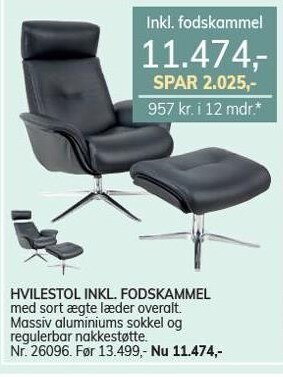 Daells Bolighus Hvilestol inkl. fodskammel tilbud