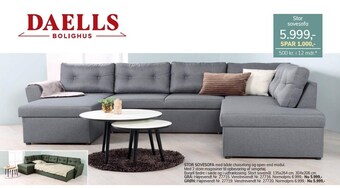 Daells Bolighus Stor sovesofa tilbud