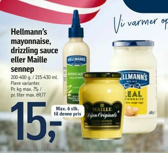 Føtex Hellmann's mayonnaise, drizzling sauce eller Maille sennep tilbud