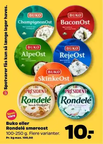 Netto Buko Rondelé smøreost eller tilbud