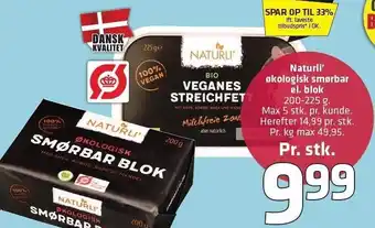 Fleggaard Naturli' øko smørbar el. blok tilbud
