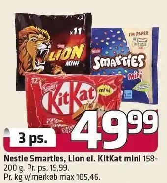 Fleggaard Nestle smartles, lion el. kitkat mini 3 poser tilbud