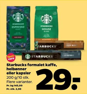 Starbucks formalet kaffe, helbønner eller kapsler