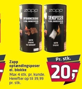 Fleggaard Zapp optændingsposer el. blokke tilbud