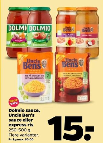Netto Dolmio sauce, Uncle Ben's sauce eller express ris tilbud
