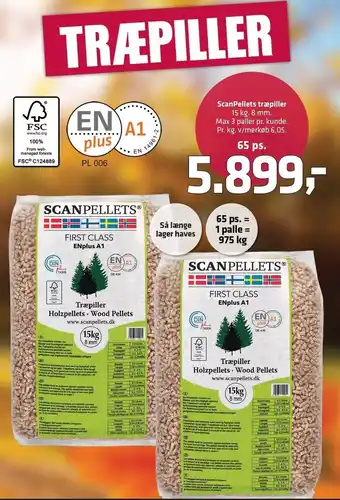 Fleggaard Scanpellets træpiller 65 poser tilbud