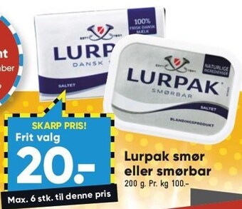 Bilka Lurpak smør el. smørbar tilbud