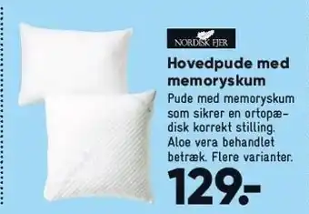 Bilka Nordisk fjer hovedpude m. memoryskum tilbud