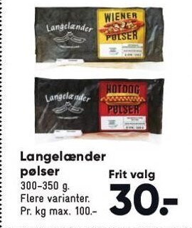 Bilka Langelænder pølser tilbud