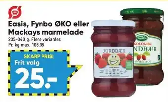 Bilka Easis, fynbo øko el. mackays marmelade tilbud