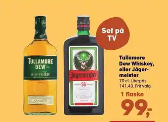 SuperBrugsen Tullamore Dew Whiskey eller Jägermeister 70 cl. tilbud
