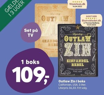 SuperBrugsen Outlaw Zin i boks tilbud