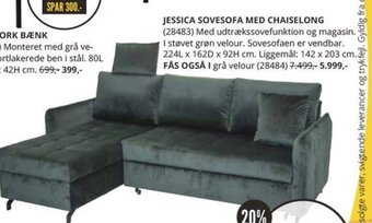 My Home Jessica Sovesofa Med Chaiselong tilbud