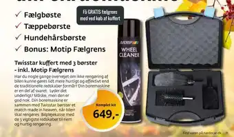 Twisstar kuffert med 3 børster - inkl. motip fælgrens