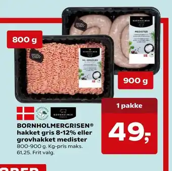 Bornholmergrisen® hakket gris 8-12% eller grovhakket medister
