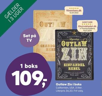Kvickly Outlaw zin i boks tilbud