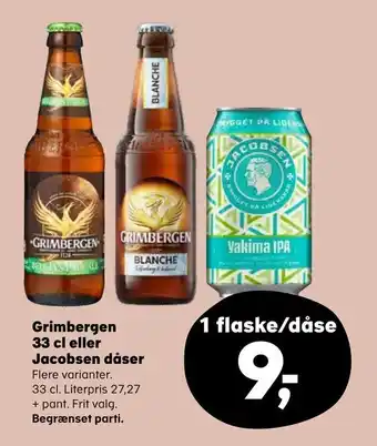 Kvickly Grimbergen 33cl eller jacobsen dåser tilbud