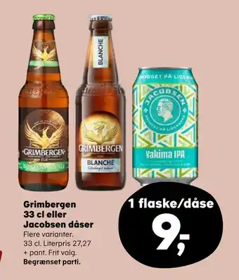 SuperBrugsen Grimbergen 33cl eller jacobsen dåser tilbud