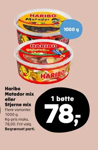SuperBrugsen Haribo matador mix eller stjerne mix tilbud