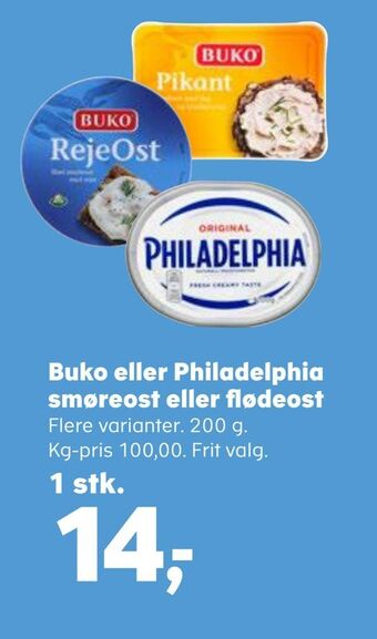 SuperBrugsen Buko eller philadelphia smøreost eller flødeost tilbud