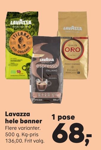 SuperBrugsen Lavazza hele bønner tilbud
