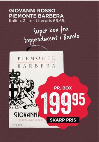 MENY Giovanni rosso piemonte barbera tilbud