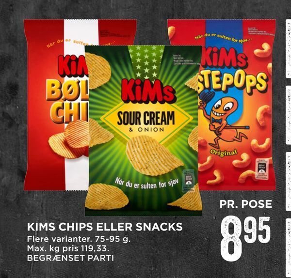 Kims chips eller snacks tilbud hos MENY