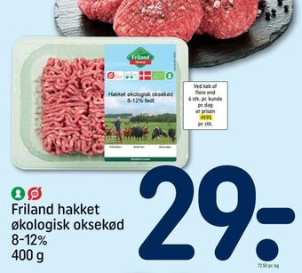 Friland hakket økologisk oksekød 8-12%