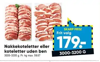 Bilka Nakkekoteletter eller koteletter uden ben tilbud