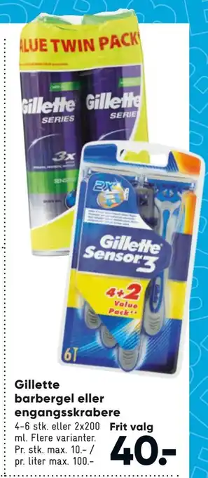 Bilka Gillette barbergel eller engangsskrabere tilbud