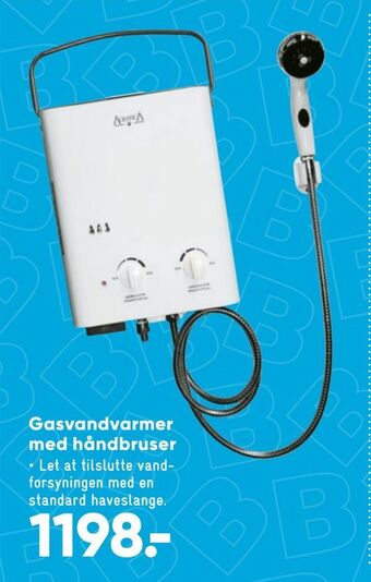 Gasvandvarmer med håndbruser