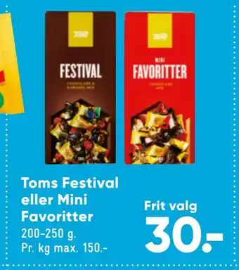 Bilka Toms festival eller mini favoritter tilbud