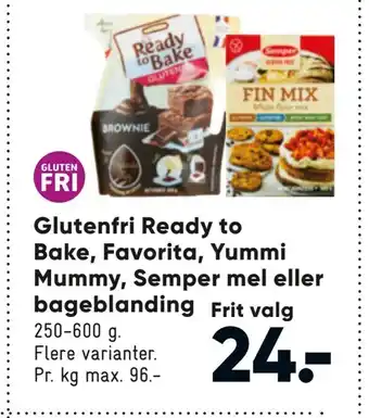 Bilka Glutenfri ready to bake, favorita, yummi mummy, semper mel eller bageblanding tilbud