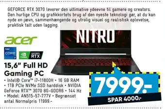 Bilka 15,6" full hd gaming pc tilbud