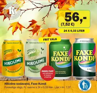 Købmandsgården Nikoline sodavand, faxe kondi tilbud