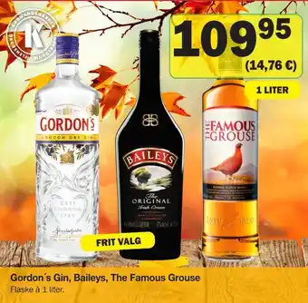 Købmandsgården Gordon's gin, baileys, the famous grouse tilbud