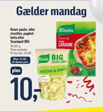 Føtex Knorr pasta- eller risretter, paghet teria eller snackpot big tilbud