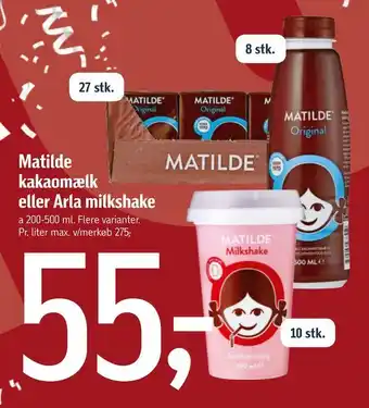 Føtex Matilde kakaomælk eller arla milkshake tilbud