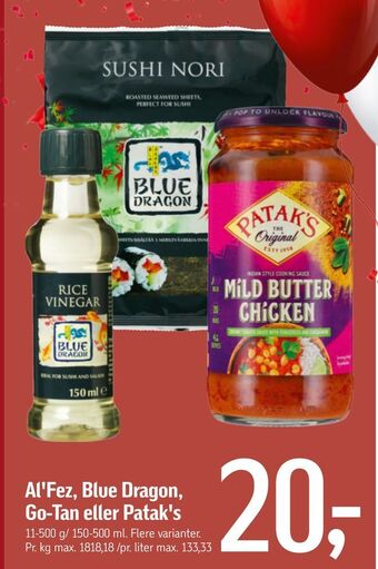 Føtex Al'fez, blue dragon, go-tan eller patak's tilbud