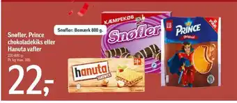 Føtex Snøfler, prince chokoladekiks eller hanuta vafler tilbud