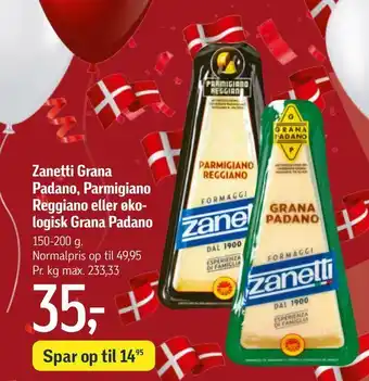 Føtex Zanetti grana padano, parmigiano reggiano eller øko logisk grana padano tilbud