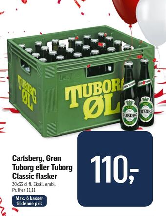 Føtex Carlsberg, grøn tuborg eller tuborg classic flasker tilbud