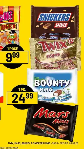 Twix, mars, bounty & snickers minis