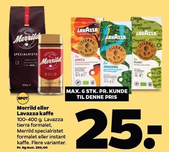 Netto Merrild el. lavazza kaffe tilbud