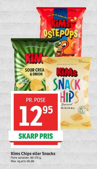 SPAR Kims chips eller snacks tilbud