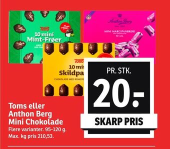 SPAR Toms eller anthon berg mini chokolade tilbud